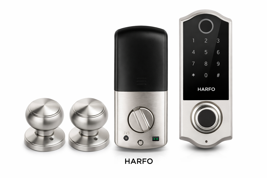 HARFO Smart Door Handle Set, Brushed Silver