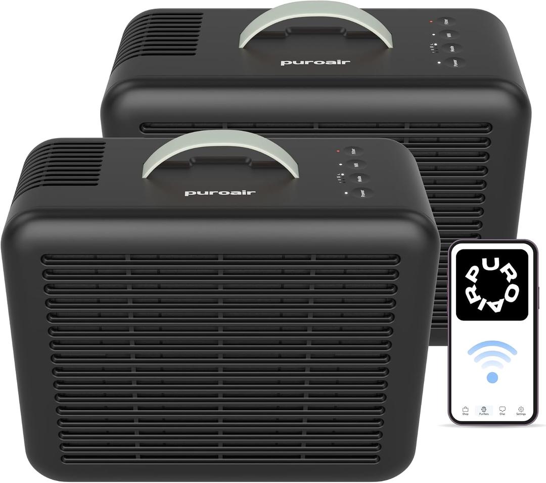 PuroAir Air Purifier 100i Smart HEPA Air Purifiers for Home Pets - Portable Small Air Purifier Filters up to 550 Ft of Pollutants, Smoke, Pollen, Dust - Room Air Purifiers for Bedroom, Office (2PK)