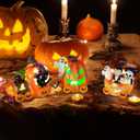 Hexagram Halloween Table Decorations Lighted Train, Halloween Centerpieces for Tables Pumpkin Decor with Black Cat Ghost Figurines, Indoor Outdoor Home Tabletop Decor (12"x2.8"x3.6")