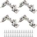 170 Degree Hinges Frameless Cabinet Door Hinges Hidden Hydraulic Adjustable Mounting Hinges Soft Closing Stainless Steel Buffer Damping Wardrobe,2 Pair (Full Coverage)