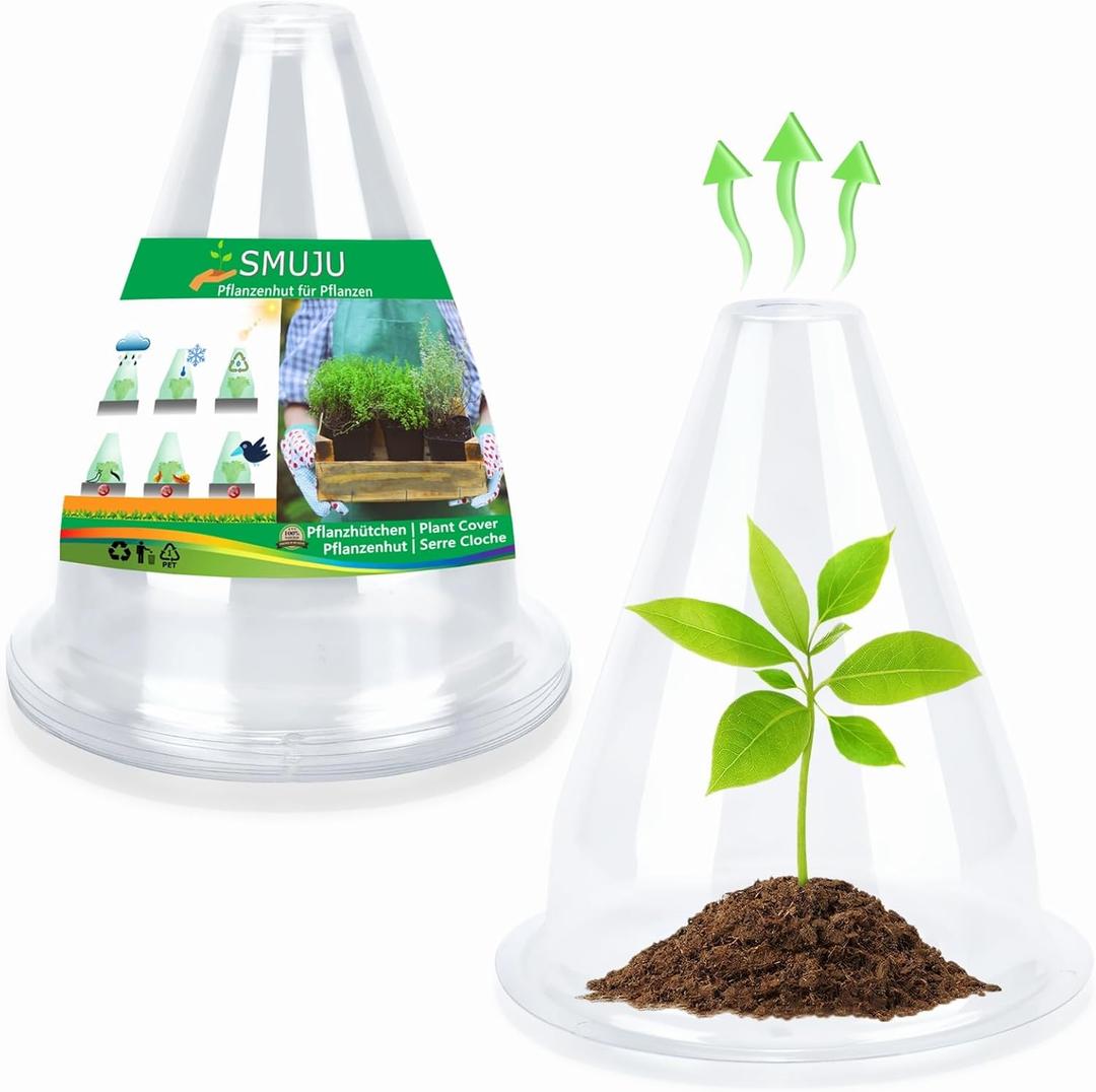 12 Pieces Garden Cloches for Plants, Plant Covers Plant Protectors Transparent Bell Jar Cloches to Protect Plants from Birds, Slugs, Frost, Freeze Weather, 7.8" D x 9.4" H, Transparent