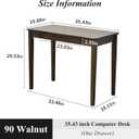 Solid Wood Computer Desk with Drawers, Modern Writing Desk for Home Office, Mid Century Modern Desk, Oak Study Table, 35.4x19.9x29.5 inches (Single Drawer), Walnut