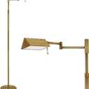 VONLUCE Dimmable LED Floor Lamp, 56" Floor Lamp for Living Room with Adjustable Height Swing Arms 3 Color Temperatures, Industrial Standing Pole Lamp for Bedroom Reading, Antique Brass