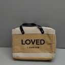 Faithworks Bible Covers for Women - Mini Market Tote Style Jute Cover with Zippered Closure Leather Handles (Loved)