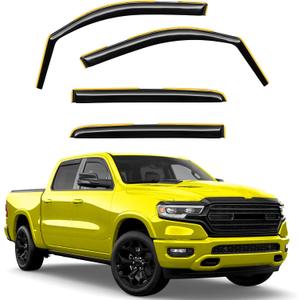 in-Channel Window Rain Guards Fit for Truck Dodge RAM 1500 (New Body Style Includes TRX) 2019-2025 Crew Cab Extra Durable Window Deflectors Vent Visors Shades Exterior Car Accessories
