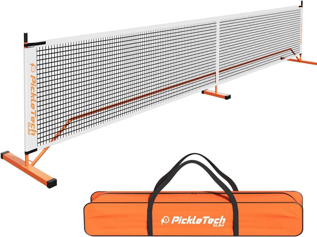 PICKLETECH 4.0 Slim Version Portable Pickleball Nets Outdoor Game 22 FT Pickleball Net-USAPA Regulation Size-Pickle Ball Net System with Carrying Bag for Driveway