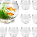 9 Pcs Fish Bowl 7.09 x 6.3 Inch Clear Plastic Fish Tank 100 oz Round Desktop Aquarium Multipurpose Goldfish Bowl for Home Office Party Favors Turtle Goldfish