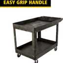 Rubbermaid Commercial Products 2-Shelf Utility/Service Cart, Medium, Black, Lipped Shelves, Ergonomic Handle, 500 lbs. Capacity, for Warehouse/Garage/Cleaning/Manufacturing