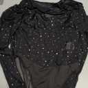 SOLY HUX Women's Mesh Sheer Bodysuit Long Sleeve Sweetheart Neck Rhinestone Sexy Bodysuit Tops S M