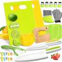 Suhctuptx Pack of 28 Toddler Knife Set - Kids Knifes for Real Cooking, Wooden Kids Kitchen Knife Set with Gloves Cutting Board Crinkle Cutters Kid Safe Knives, Toddlers Kitchen Tools