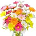 10 Bundles Fake Daisy Flowers PU Real Touch Artificial Daisy Flowers Bulk with Stems Faux Floral Arrangements for Home Decor Indoor Table Vase Centerpiece Bathroom Decoration (Multi Color)