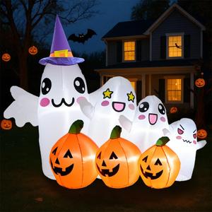 GARIG 7.2FT Halloween Inflatables Outdoor Decorations Ghost and Pumpkin Build-in LEDs Lights Blow Up Yard Decorations for Garden Lawn Indoor Party Holiday Decor