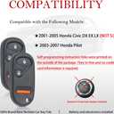 MechanMagic Key Fob Remote Replacement Fits for Honda Civic DX EX LX/Honda Pilot 2001 2002 2003 2004 2005 2006 2007 NHVWB1U523 Keyless Entry Remote Control NHVWB1U521 72147-S5A-A01(Pack of 2)