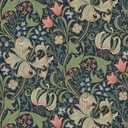 NuWallpaper x Morris & Co. Golden Lily Indigo and Rose Peel and Stick Wallpaper, MCS6602