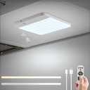 Combuh Battery Operated Ceiling Light LED, Rechargeable Motion Sensor Lighting with Remote, 3 Colors Waterproof Magnetic Cordless Lamp for Closet, Shower, Pantry, Garage, Hallway, 7.87Inch, Square
