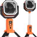Portable Rechargeable Fan, 20000mAh Battery Powered Camping Fan | Battery Powered LED Light& Remote,4 Speeds Wind,USB, Timer,Oscillating for Travel Tent,Rv Camping Essentials -Orange, Large