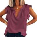 Dokotoo Women's Casual V Neck Ruffle Sleeve Summer Tank Tops Shirts (XL)