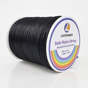 330 Feet Satin Nylon String, 1 mm Silky Smooth Durable Nylon Cord for Jewelry Making, Bracelets, Beading, Necklaces, Macrame, Kumihimo, Rattail, and Chinese Knot Craft (Black)