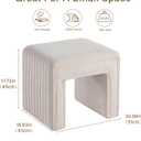 Get Set Style Vanity Stool Chair,Modern U‑Shaped Vanity Stool, Fully Assembled Linen Ottoman Foot Stool, Decorative Accent Stool Extra Seat for Makeup Room, Living Room, Entryway, Bedroom, 20"D x 17"W x 17.8"H