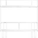 FLOLXNB Over The Toilet Storage Shelf, 2-Tier Bathroom Storage Organizer Upgrade Punch-Free Toliet Storage Shelf, Home Storage Rack with Hooks Shelf,White