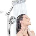 HOWUWEY Modern Dual Shower Head with Handheld Spray, 7.5" Rainfall Shower Head, 9 Modes Hand Showerhead, 78" Hose, Chrome