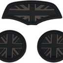 Mini F55 F56 Car Cup Coaster, Set of 3 Anti-Slip Coaster Storage Box Silicone Shockproof Mat for Mini Cooper Hatchback F55 F56 Cup Holder Car Accessories (Black Flag)