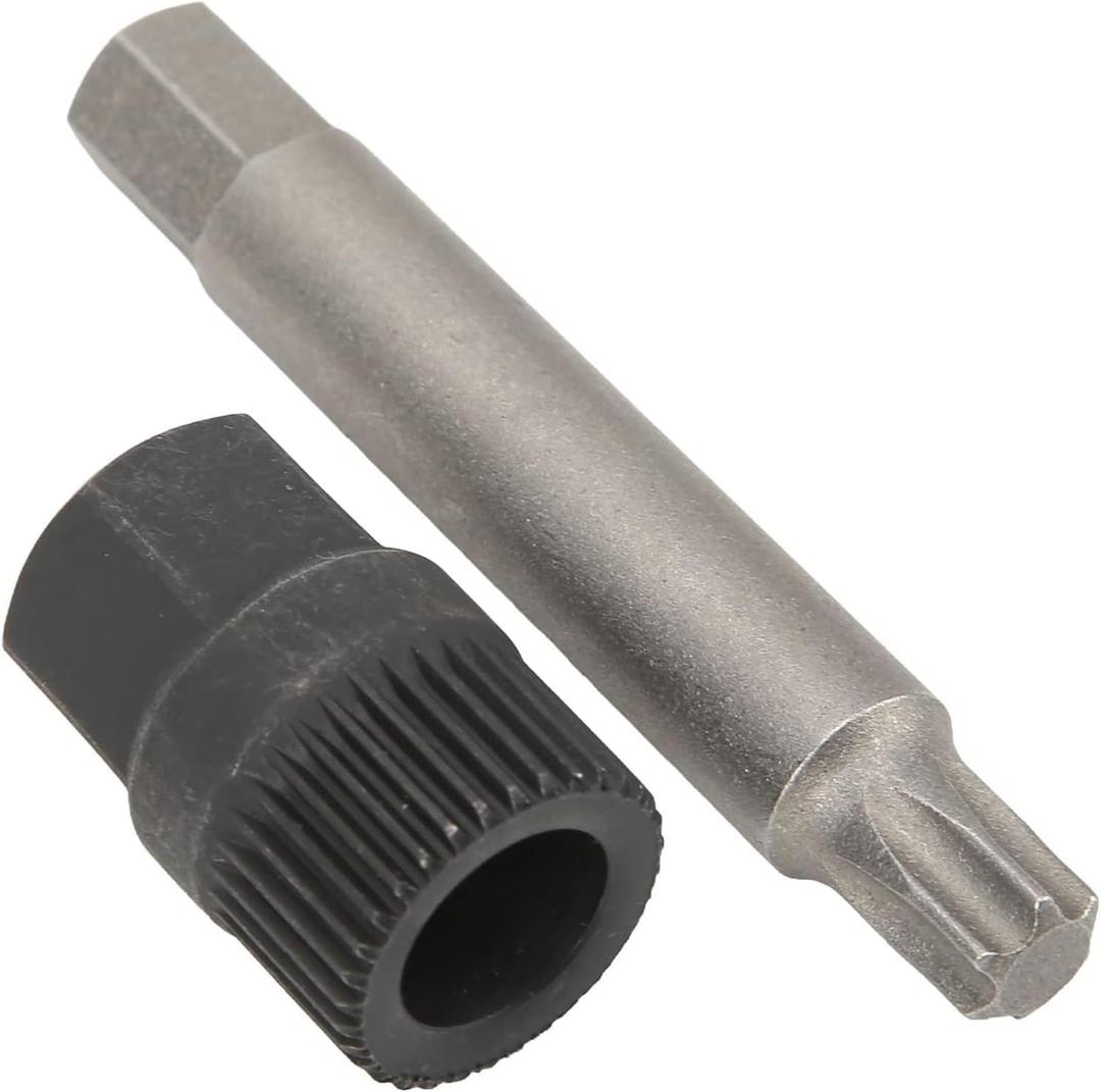 Alternator Decoupler Pulley Tool, Alternator Pulley Wrench 33 Teeth Spline Socket T50 Drill Bit Puller Remover Tool