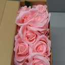 Hotop 20 Pcs Artificial Rose Flowers with Long Stem,Real Touch Silk Realistic Plastic Bouquet Roses Bulk for Home Decor Bridal Wedding Party Table Centerpieces Decorations(Pink)