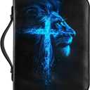 Bible Cover, Bible Carrying Book Case for Men,Protective Bible Organizer Holder Bag with Handle and Zippered Pocket, Christian Gift for Girls Boy (Blue Lion, XXL)