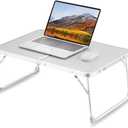 Foldable Laptop Table for Bed, SUVANE Lap Desk Bed Desk, Breakfast Serving Bed Tray, Portable Mini Picnic Table Storage Space Laptop Desk Reading Holder(Gray) (A-gray)