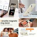 Soft Liquid Silicone Case for iPhone 13/14 with Magnetic Invisible Stand, Military Grade Shockproof Protection, Anti-Scratch Microfiber Lining Covers for iPhone 14/13, White
