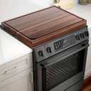 Acacia Noodle Board Stove Cover with Wavy Handles, Wooden Stove Top Cover for Gas Burners & Electric Stove, Stovetop Cutting Board with Juice Grooves, Serving Tray 30"L x 22"W x 2.5"H