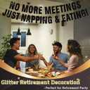 2 x Pre-Strung Black Glitter Retirement Banner,(No DIY)Funny Retirement Party Decorations,"NO MORE MEETINGS,JUST NAPPING & EATING"farewell banner,Party Supplies, Gifts and Decorations