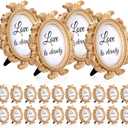 24 Pcs Vintage Picture Baroque Style Oval Mini Resin Frames Antique Photo Frame for Display Table Numbers Display, Cards, and Christmas Home Decor (Gold)