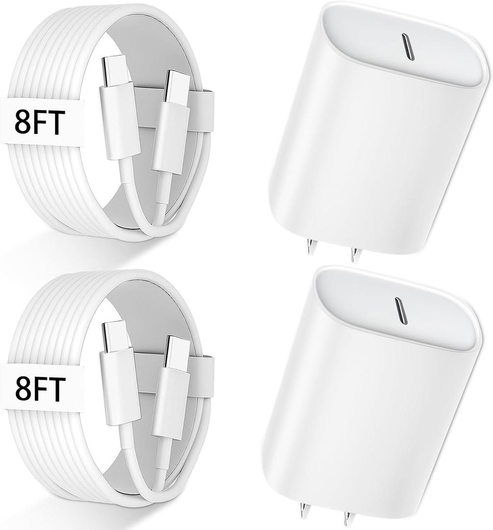 iPhone 17 16 15 Pro Max Charger Fast Charging, 8 FT iPhone 17 Charging Cable Long USB C 8FT Cord with 20W PD Fast iPhone 17 Pro Max Chargers Block for iPhone 17/17 Pro Max/17 Air/16/15 Series, iPad