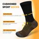 Cotton Crew Socks for Work Hiking, Thermal Warm Winter Boot Sock Cushioned Moisture Athletic Sports Running (6 Pairs)