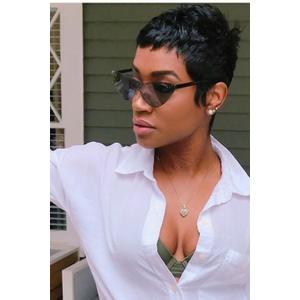 MUJGOO-Pixie Cut Wig Short Cut Wigs for Black Women Synthetic Pixie Cut Wig Fashionable Natural Soft Not Tangled Easy To Style Daily Heat Resistant Layered Short Curly Wig (BLACK)