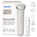 Philips Lady Shaver Series 8000 - Cordless, Wet & Dry Electric Shaver, 3-Blade Shaving System, Flexible Shaving Head, LED Light, for Face, Legs, Body & Bikini, 100 Mins. Runtime, Model BRL159/00 (Shaver + Trimmer, Combs, Glove, Facial Shaver)