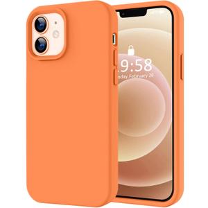 LOVE 3000 Designed for iPhone 12 Case/iPhone 12 Pro Case, Premium Silicone with [Soft Anti-Scratch Microfiber Lining] Shockproof Protective Phone Case for Men Women Girls 6.1", Bright Orange