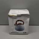 GGC Tea Kettle for Stove Top, Loud Whistling Kettle for Boiling Water Coffee or Milk, 3.1 Quart 3L Heavy Stainless Steel Black Kettle with Wood Pattern Handle, Unique Button Control Kettle Outlet 