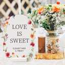 Vercraft 6 Pcs Wildflower Wedding Wood Table Decorations Take One Sign Thank You Acrylic Sign Centerpieces with Stand 5 x 7" Wedding Birthday Party Decorations for Guests Gifts