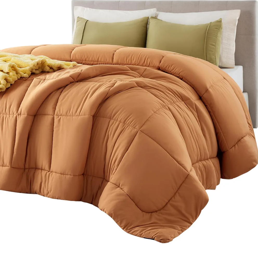 edsure Comforter Duvet Insert - Quilted Comforters Full Size, All Season Duvet, GentleSoft Down Alternative Bedding, with 8 Tabs, Gifts for Women/Men, Burnt Orange, Full 86 x 82 Inches, Burnt Orange 