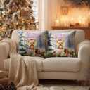 2 x HOMETITUTE Set of 2 Christmas Dog Throw Pillow Covers 18x18 Inch Soft Decorative Yorkie Cushion Covers Holiday Winter Christmas Pillow Cases Rustic Farmhouse Decor for Sofa Couch Bed Living Room