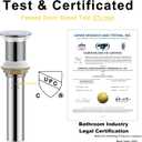 Bathroom Sink Drain Without Overflow, Vessel Sink Lavatory Vanity Pop Up Drain Stopper Without Overflow, Brass and Stainless 304, Chrome