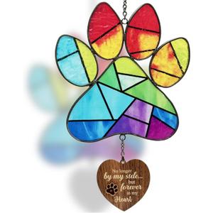 Dog Memorial Gifts for Loss of Dog, Pet Sympathy Suncatcher, Bereavement Keepsake Stained Glass Suncatchers for Windows