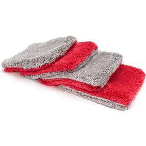 Autofiber Flat Out Microfiber Car Wash Pad - Pack of 4, Red/Gray (9 inch x 8 inch)