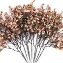 5 Pcs Babys Breath Artificial Flowers Bulk Real Touch Flowers Fake Flowers Silk Flowers for Home Decor Indoor Floral Arrangement Table Centerpieces Festival Party Decor (Beige Brown)