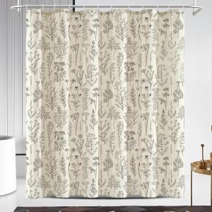 Coxila Vintage Floral Linen Shower Curtain Extra Long XL Flower Retro Rustic Antique Botanical Farmhouse Country Boho Cottage Aesthetic Wildflower Bathroom 72 x 84 Inch Polyester Fabric 12 Pack Hooks