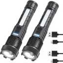 Rechargeable Flashlights 6 Lighting Modes Adjustable Handheld Flashlight Waterproof LED Tactical Flashlight for Home,Emergency,Outdoor Camping,2 Pack