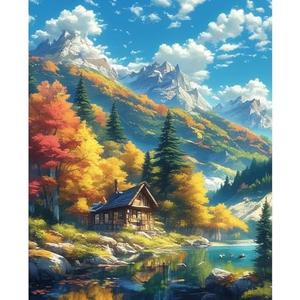 Mountain Paint by Numbers Kit for Adults Beginner Landscape Oil Painting Kit Adult Paint by Number Kits on Canvas DIY Painting for Beginners Art by Numbers for Gifts Home Wall Decor 16x20 Inch